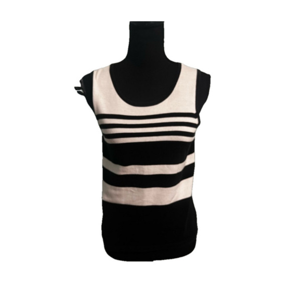 Jones Wear Black White Sleeveless Top - Picture 1 of 5